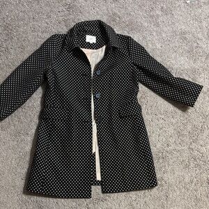 LOFT Black and White Polka Dot Trench Coat